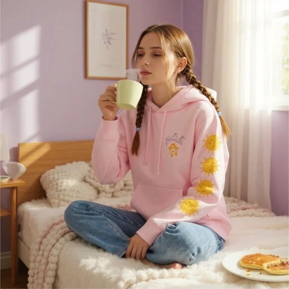 Care Bears Funshine Hoodie in Pink w/ Sun Graphics by Small Ryan – Cozy Radiance - Picture 1 of 2